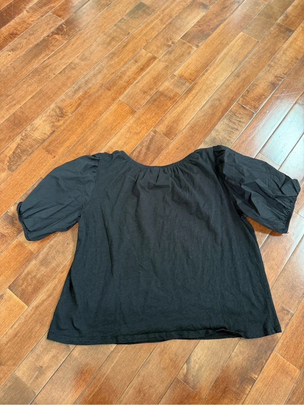 Women's Old Navy Black Peasant Puff Sleeve Blouse, Size Large